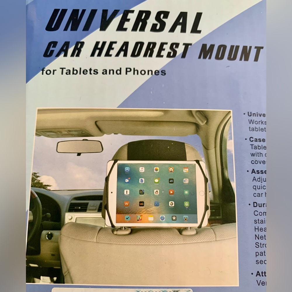 UNIVERSAL CAR HEADREST MOUNT FOR TABLES AND PHONES NEW
